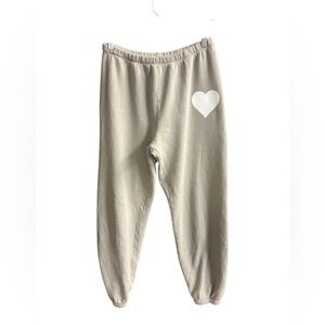 SPRWMN S tan and white heart sweatpants